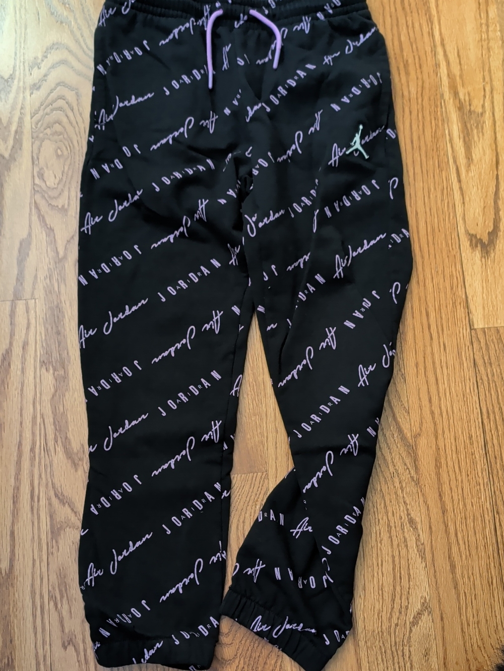 Jordan Black Joggers with Purple Script Logo